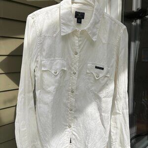 Cream Linen Lucky Brand Western shirt, L